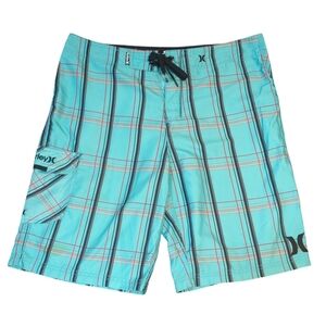 Hurley DC Plaid Aqua Board Shorts